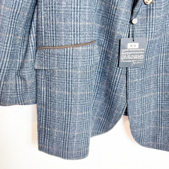 JOSEPH ABBOUD BLUE AND BROWN WOOL BLAZER BUTTON MEN COAT SIZE 2X BRAND NEW - Picture 3 of 8